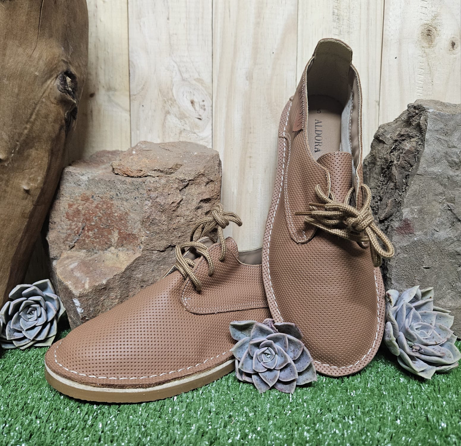 Lace up pin punched tan